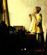 Jan Vermeer ung dam ned parlhalsband painting